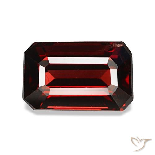 2.48캐럿 천연 딥 레드 알만딘 가넷, 에메랄드 컷, 8.8×5.6 mm, VS