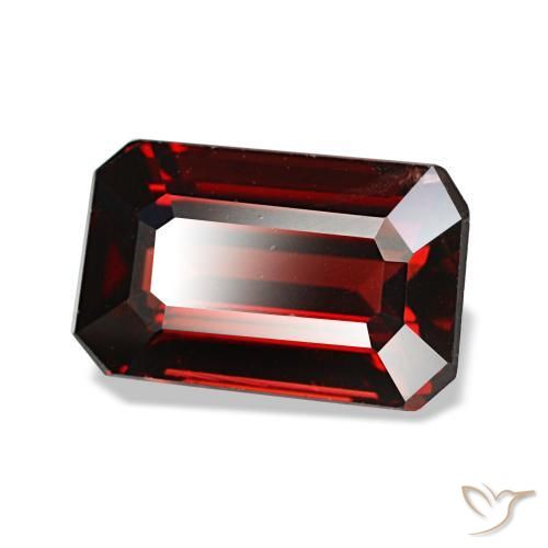 2.48캐럿 천연 딥 레드 알만딘 가넷, 에메랄드 컷, 8.8×5.6 mm, VS