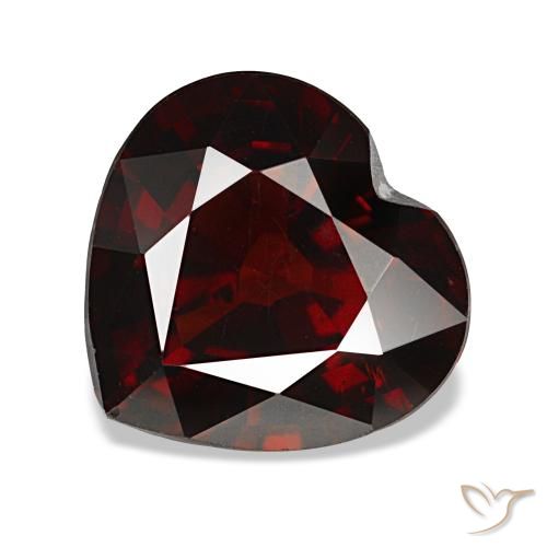 3.71캐럿 천연 딥 레드 알만딘 가넷, 하트 모양, 9.9×9.5 mm, VS