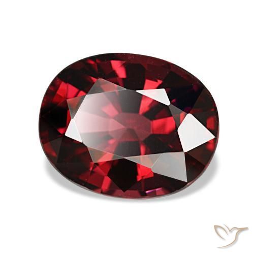3.08캐럿 천연 다크 레드 알만딘 가넷, 타원형 컷, 9.7×7.8 mm, VVS-VS