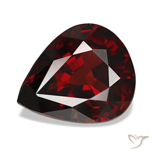 4.33캐럿 천연 딥 레드 알만딘 가넷, 배 모양, 11.6×9.6 mm, VVS-VS
