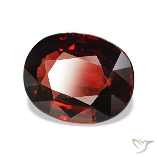 2.90캐럿 천연 다크 레드 알만딘 가넷, 타원형 컷, 9.9×7.9 mm, VVS-VS