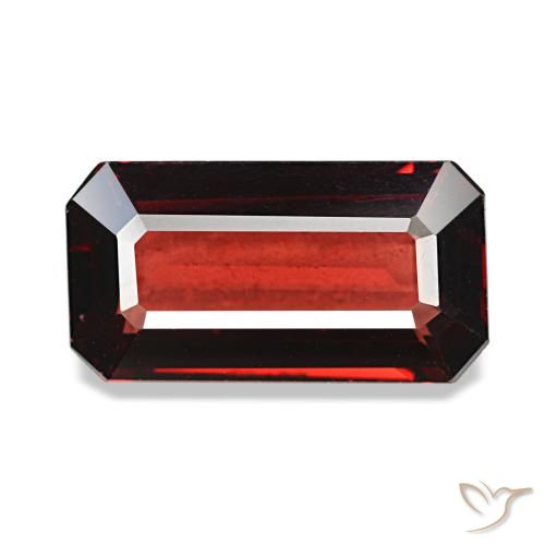 3.62캐럿 천연 딥 레드 알만딘 가넷, 에메랄드 컷, 12.4×6.6 mm, VS