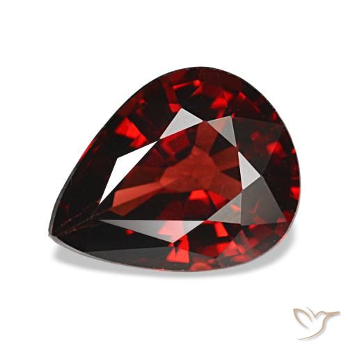 2.43캐럿 천연 다크 레드 알만딘 가넷, 배 모양, 9.8×7.8 mm, VVS-VS