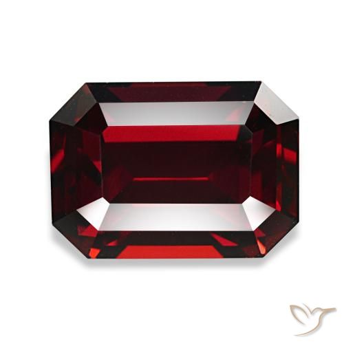 3.49캐럿 천연 딥 레드 알만딘 가넷, 에메랄드 컷, 9.2×6.6 mm, VVS