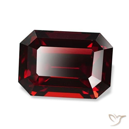 3.49캐럿 천연 딥 레드 알만딘 가넷, 에메랄드 컷, 9.2×6.6 mm, VVS