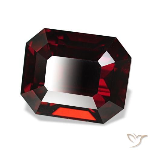 4.68캐럿 천연 다크 레드 알만딘 가넷, 에메랄드 컷, 9.5×7.7 mm, VVS