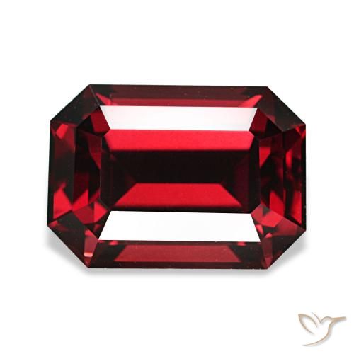 3.40캐럿 천연 딥 레드 알만딘 가넷, 에메랄드 컷, 9.8×7 mm, VVS