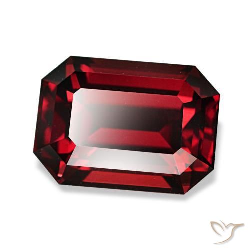 3.40캐럿 천연 딥 레드 알만딘 가넷, 에메랄드 컷, 9.8×7 mm, VVS