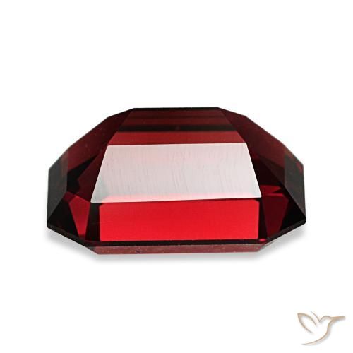 3.40캐럿 천연 딥 레드 알만딘 가넷, 에메랄드 컷, 9.8×7 mm, VVS