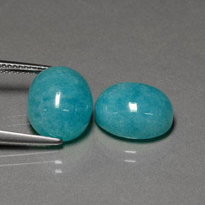 캐럿 천연 그린 블루 아마조나이트 보석, 타원형 컷, 불투명체