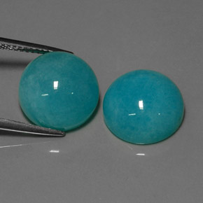 캐럿 천연 그린 블루 아마조나이트 보석, 라운드 컷, 12.06 mm, 불투명체
