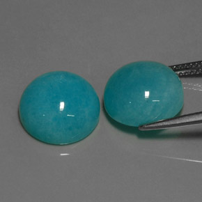 캐럿 천연 그린 블루 아마조나이트 보석, 라운드 컷, 12.06 mm, 불투명체