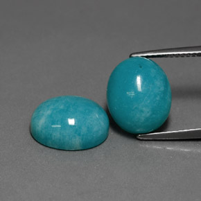 캐럿 천연 블루그린 아마조나이트 보석, 타원형 컷, 불투명체