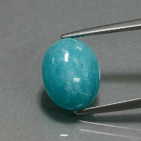 4.51캐럿 천연 블루그린 아마조나이트, 타원형 컷, 12.1×10 mm, 불투명체