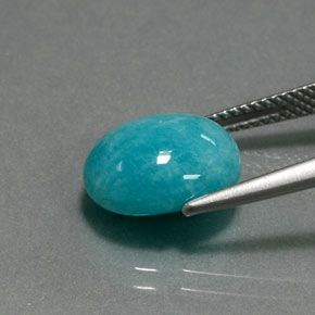 4.51캐럿 천연 블루그린 아마조나이트, 타원형 컷, 12.1×10 mm, 불투명체