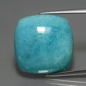 21.60캐럿 천연 청록색 아마조나이트, 쿠션 컷, 불투명체