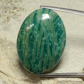 40.90캐럿 천연 중간 청록색 아마조나이트, 타원형 컷, 불투명체