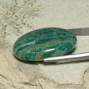 40.90캐럿 천연 중간 청록색 아마조나이트, 타원형 컷, 불투명체