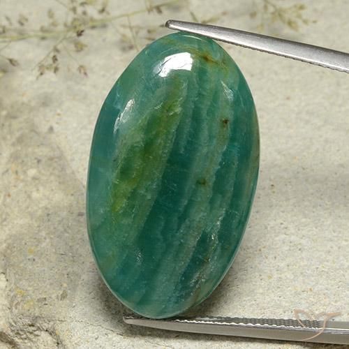25.86ct 자연스러운 그린 블루 아마조나이트, 타원형, 투명한