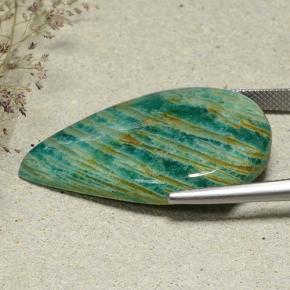 34.74캐럿 천연 청록색 아마조나이트, 배 모양, 불투명체