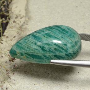 34.45캐럿 천연 청록색 아마조나이트, 배 모양, 불투명체
