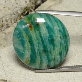 26.47캐럿 천연 블루그린 아마조나이트, 라운드 컷, 25.18 mm, 불투명체