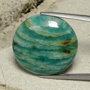26.47캐럿 천연 블루그린 아마조나이트, 라운드 컷, 25.18 mm, 불투명체