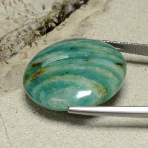 26.47캐럿 천연 블루그린 아마조나이트, 라운드 컷, 25.18 mm, 불투명체