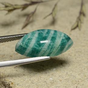 7.09캐럿 천연 블루그린 아마조나이트, 마퀴즈, 불투명체