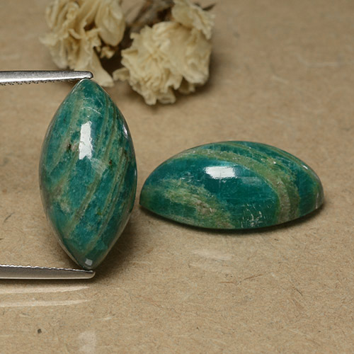 19.69캐럿 천연 쿨 그린 아마조나이트 보석, 마퀴즈, 19.9×10.2 mm, 불투명체
