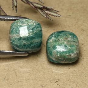 11.59캐럿 천연 블루그린 아마조나이트 보석, 쿠션 컷, 10.2×10.2 mm, 불투명체