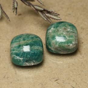 11.59캐럿 천연 블루그린 아마조나이트 보석, 쿠션 컷, 10.2×10.2 mm, 불투명체
