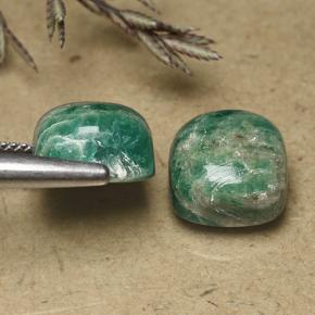 11.59캐럿 천연 블루그린 아마조나이트 보석, 쿠션 컷, 10.2×10.2 mm, 불투명체