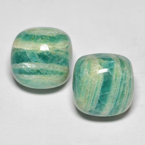 11.85캐럿 천연 미디엄 그린 아마조나이트 보석, 쿠션 컷, 불투명체