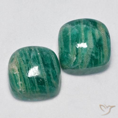 11.90캐럿 천연 미디엄 그린 아마조나이트 보석, 쿠션 컷, 10.3×10.3 mm, 불투명체