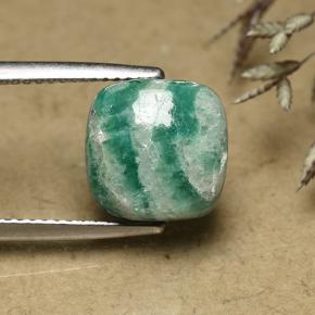 5.96캐럿 천연 쿨 그린 아마조나이트, 쿠션 컷, 불투명체