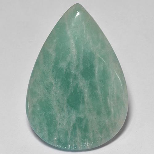 17.50캐럿 천연 푸르스름한 그린 아마조나이트, 배 모양, 30×21.1 mm, 투명한
