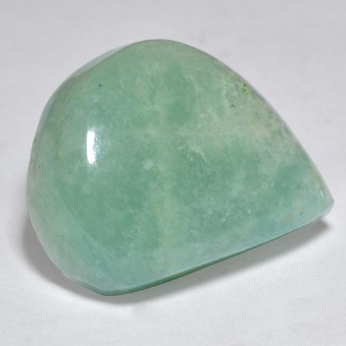 21.42캐럿 천연 페일 모스 그린 아마조나이트, 멋진 모양, 22.4×18.6 mm, 투명한