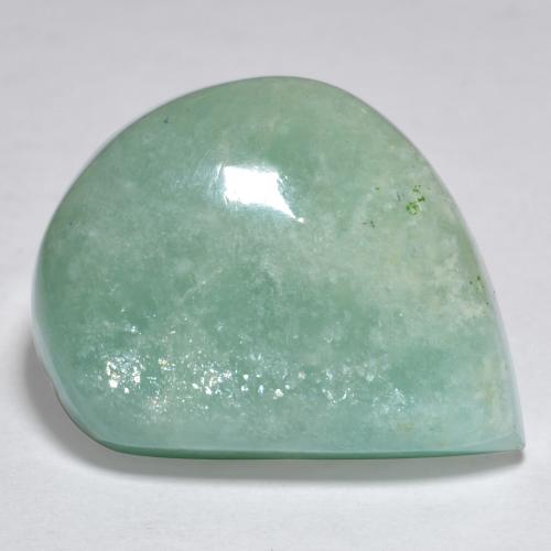 21.42캐럿 천연 페일 모스 그린 아마조나이트, 멋진 모양, 22.4×18.6 mm, 투명한