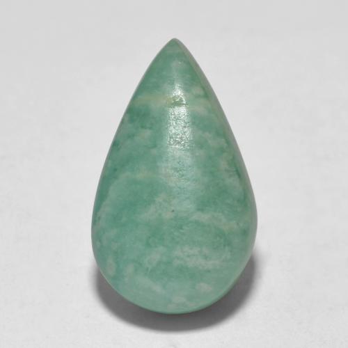 5.54캐럿 천연 그린 블루 톤 아마조나이트, 배 모양, 15.5×9.4 mm, 투명한