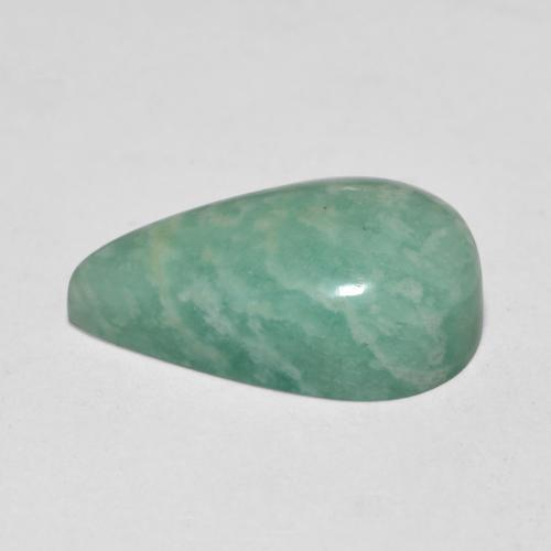 5.54캐럿 천연 그린 블루 톤 아마조나이트, 배 모양, 15.5×9.4 mm, 투명한