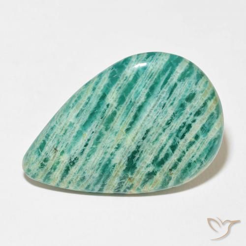 32.33ct 자연스러운 쿨 그린 아마조나이트, 배 모양, 불투명체