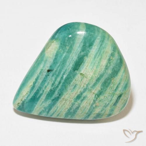33.61ct 자연스러운 미디엄 그린 아마조나이트, 배 모양, 불투명체