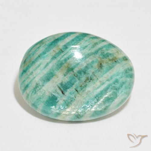 34.84ct 자연스러운 여러 가지 빛깔의 녹색 아마조나이트, 타원형, 불투명체