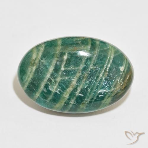 57.90ct 자연스러운 짙은 녹색 아마조나이트, 타원형, 불투명체