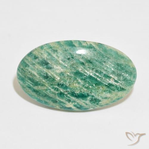 30.25ct 자연스러운 짙은 녹색 아마조나이트, 타원형, 불투명체