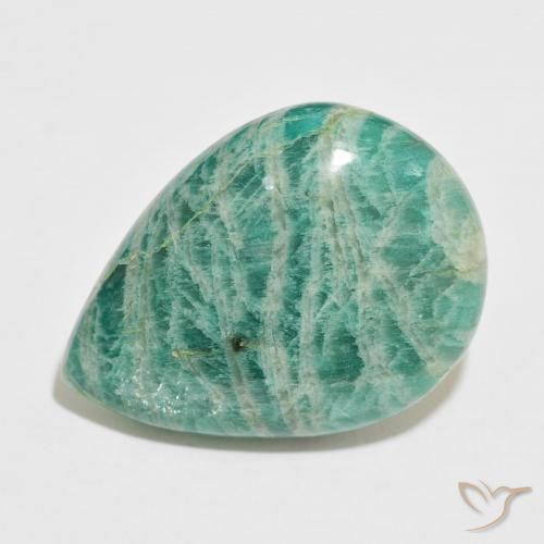 37.97ct 자연스러운 쿨 그린 아마조나이트, 배 모양, 불투명체