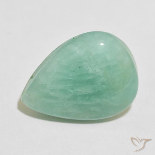 15.86ct 자연스러운 하늘색 녹색 아마조나이트, 배 모양, 불투명체