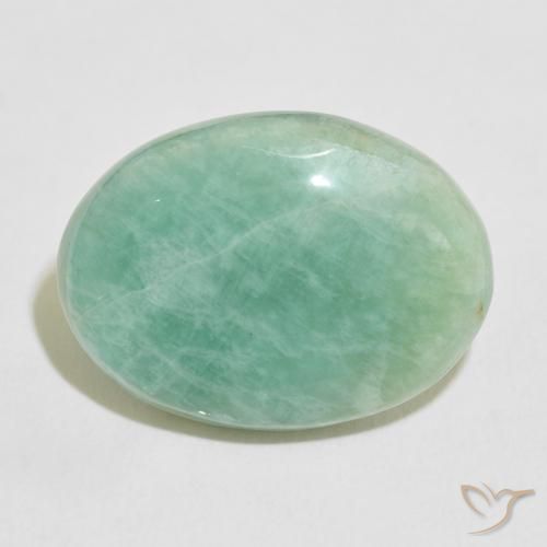 15.65ct 자연스러운 라이트 씨 그린 아마조나이트, 타원형, 불투명체